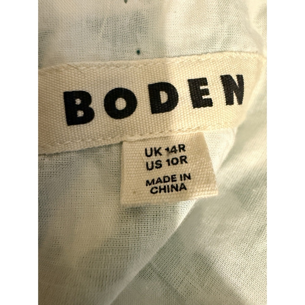 Boden Linen Dress 10 Midi Linen Green Wicker Fit Flare Pockets FIRM - Picture 8 of 10